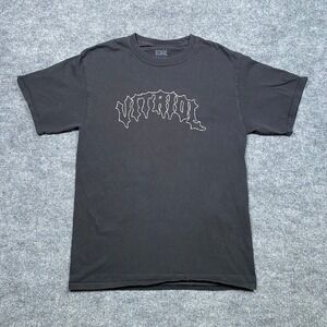 Vitriol Mens Black Graphic T-Shirt Metal Logo Dark Fantasy Back Print Medium